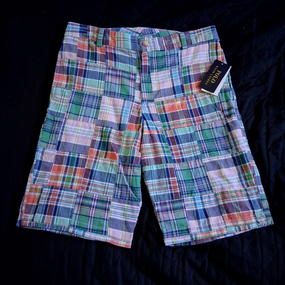 Polo‎ Ralph Lauren Boys Size 18 India Madras Plaid Patchwork Chino Shorts $69.50